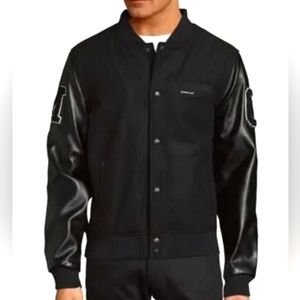 NEW ✨ Members Only Varsity Embroidered Black  Sleeves Jacket,size M